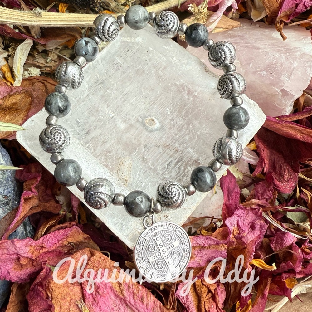 Silver and black labradorite Beaded Bracelet SAN BENITO